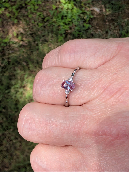 Jewelry - Platinum Plated Sterling Silver Alexandrite Oval Gemstone Ring